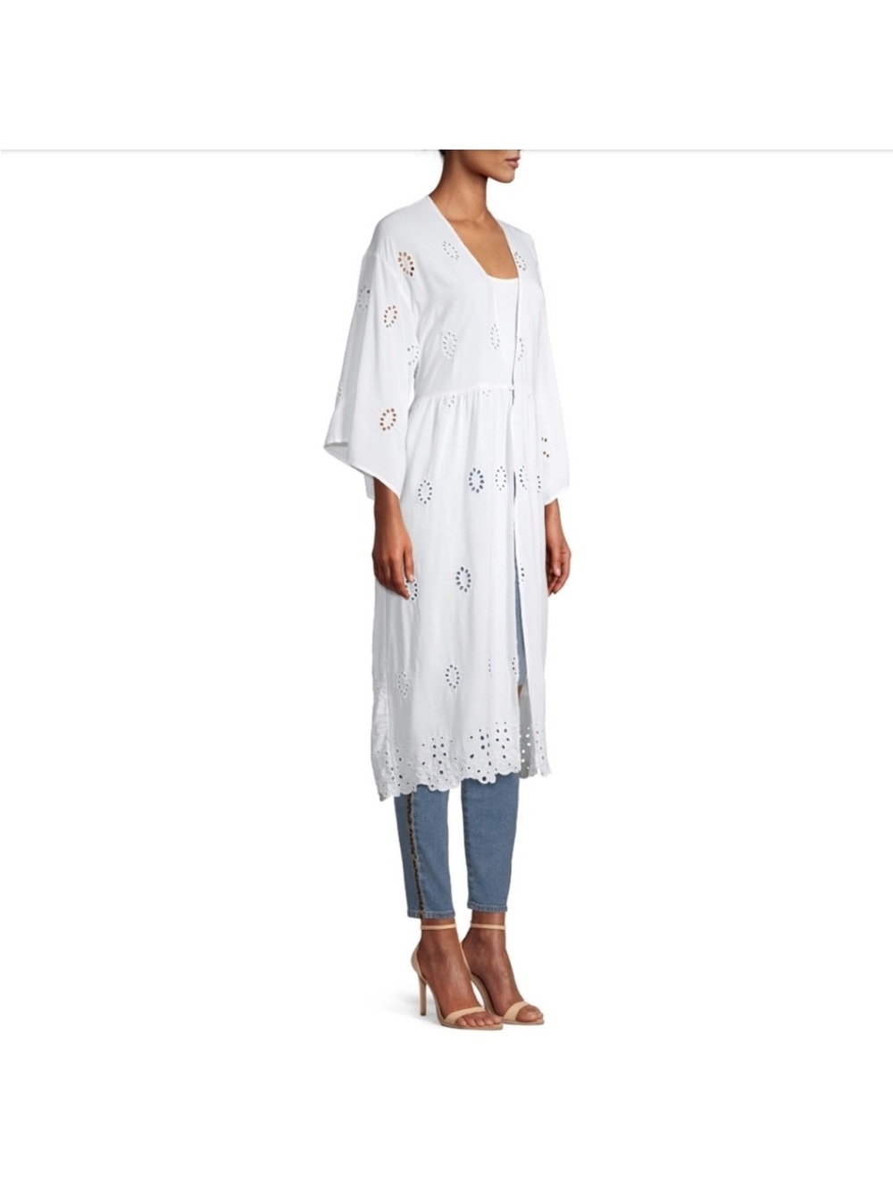 Time and Tru White eyelets kimono  top size xL